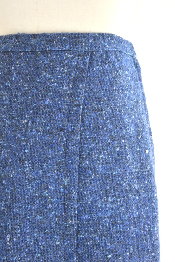 1960s Blue Flecked Tweed Wool Pencil Skirt - image 3