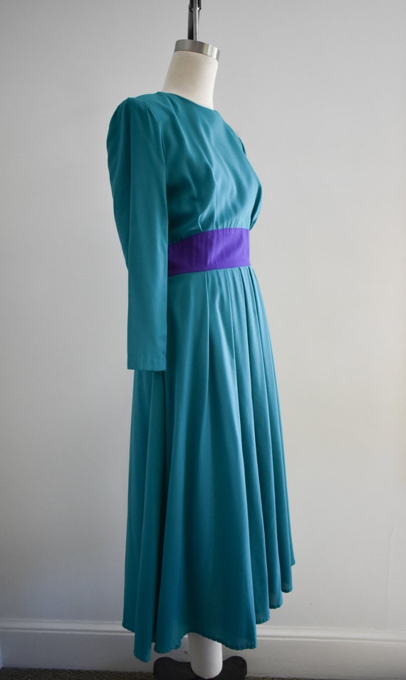 1990s Green and Purple Midi Dress - image 4