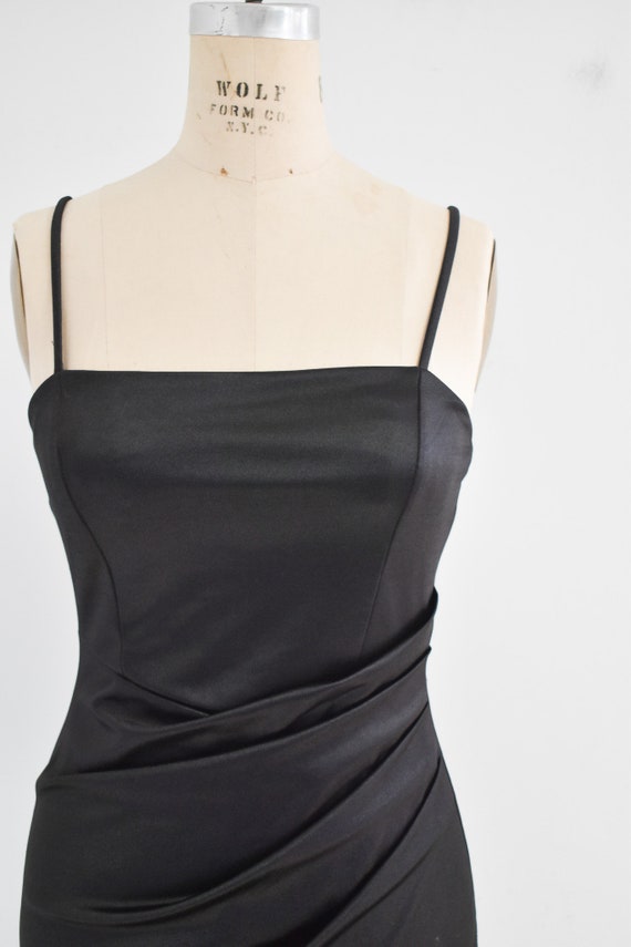 1990s/Y2K Black Stretch Satin Mini Dress - image 2