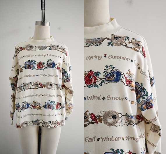 1990s Four Seasons Printed Knit Shirt - image 1