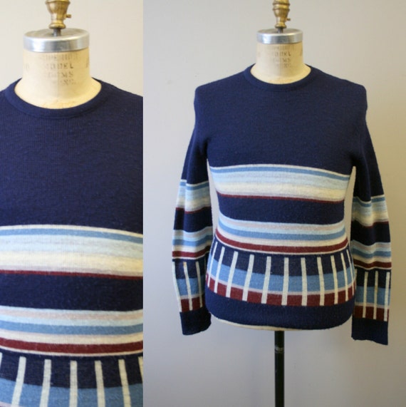 1970s Drummond Navy Striped Sweater