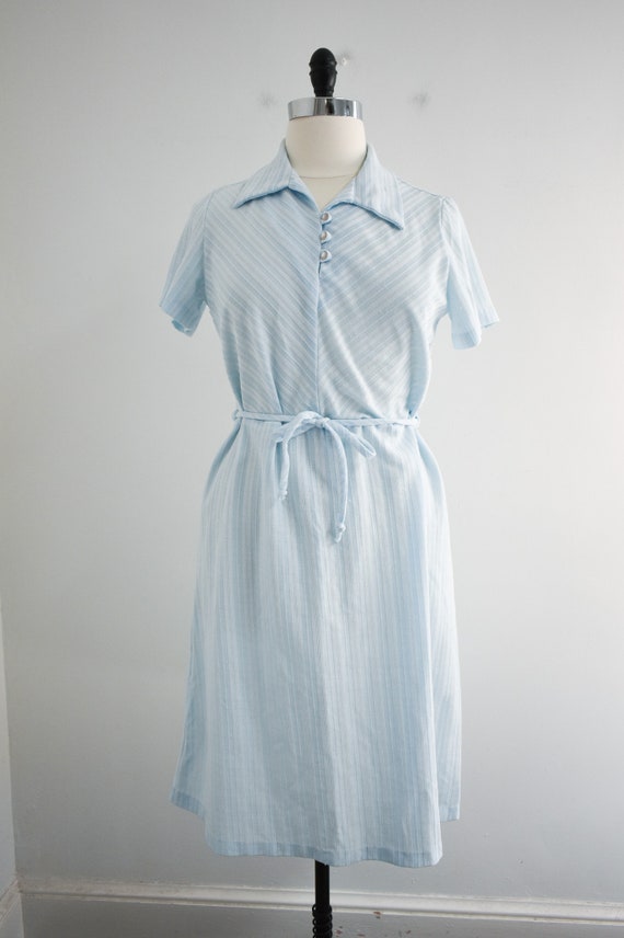 1970s Pale Blue Knit Dress - image 3