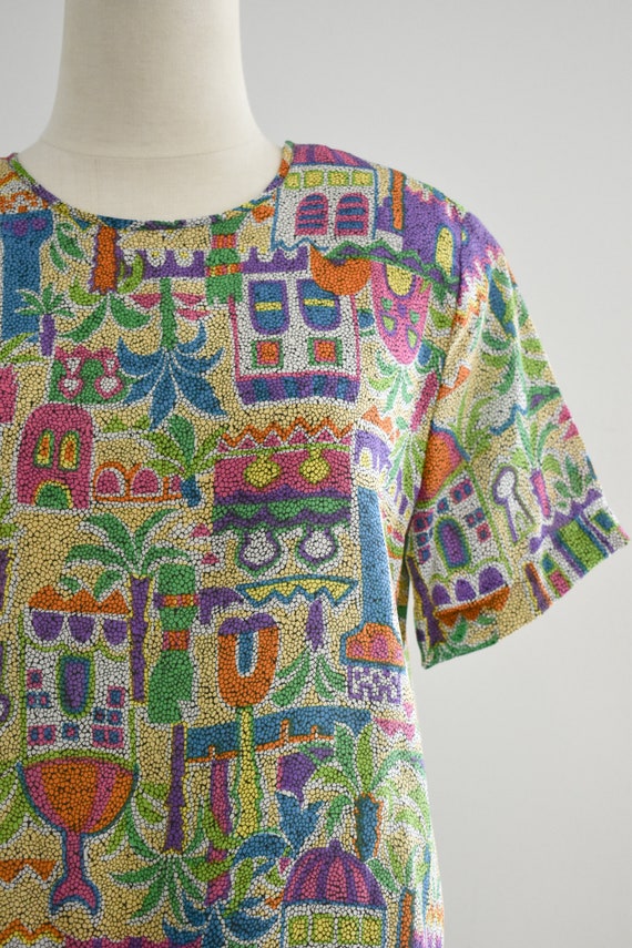 1990s Tropical Print Silk Blouse - image 3