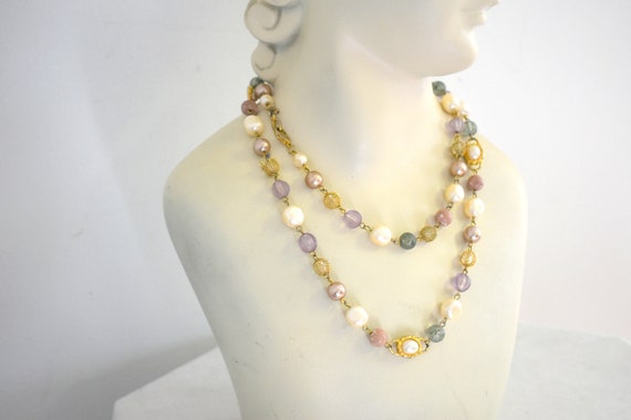 1990s Liz Claiborne Faux Pearl and Bead Necklace - image 3