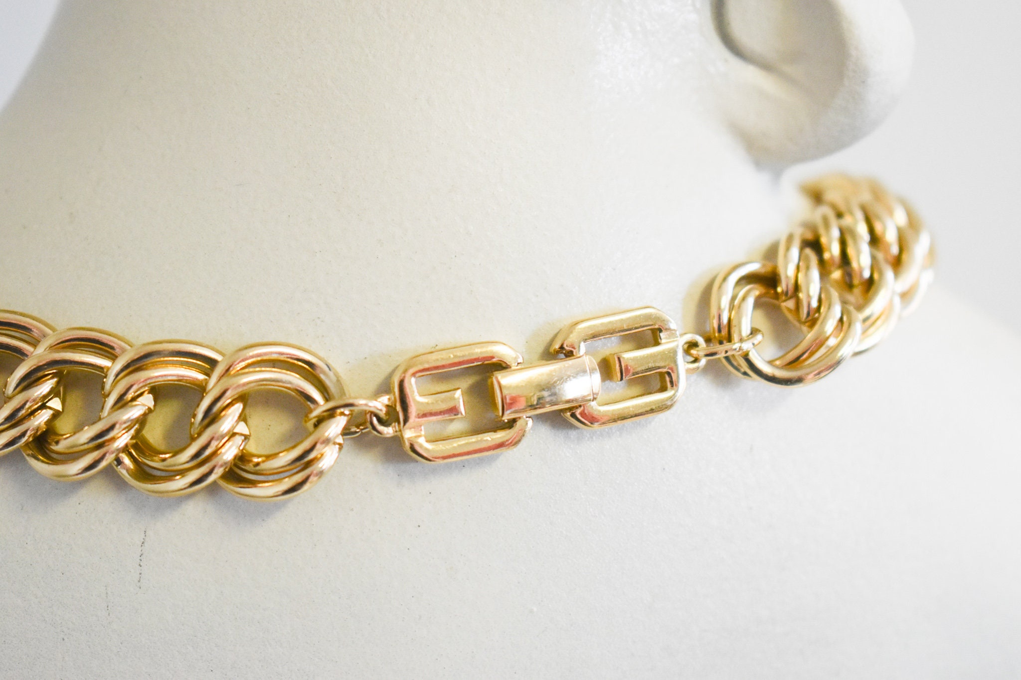 Vintage Givenchy Gold Metal Chain Link Necklace - Etsy Vintage Givenchy Gold Metal Chain Link Necklace - Etsy
