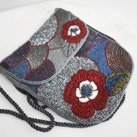 1980s/90s Floral Beaded Evening Bag - image 1