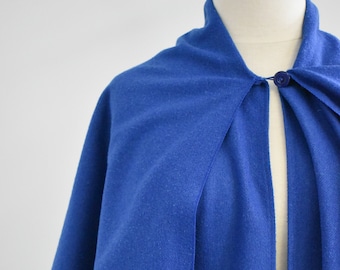 1980s Royal Blue Wool Blend Wrap/Cloak