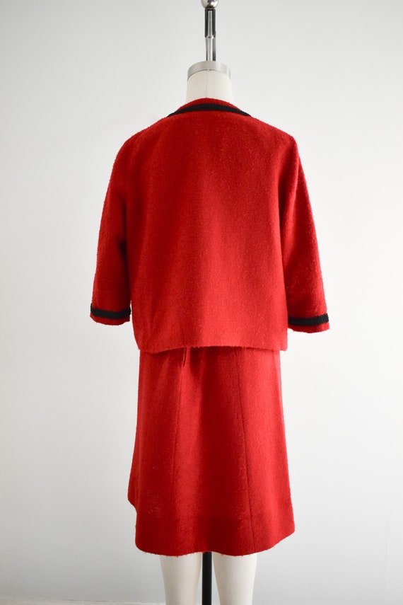 1960s Red Wool Blend Boucle Skirt Suit - image 5