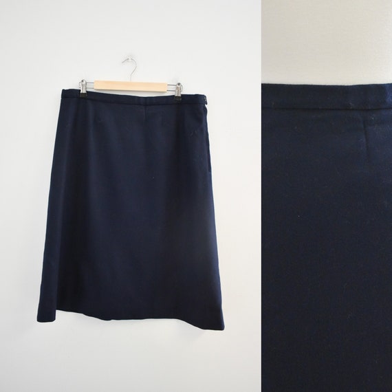 1990s Pendleton Navy Wool Pencil Skirt - image 1