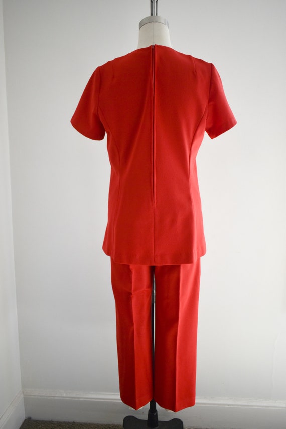 1970s Red Polyester Knit Pants Suit - image 5