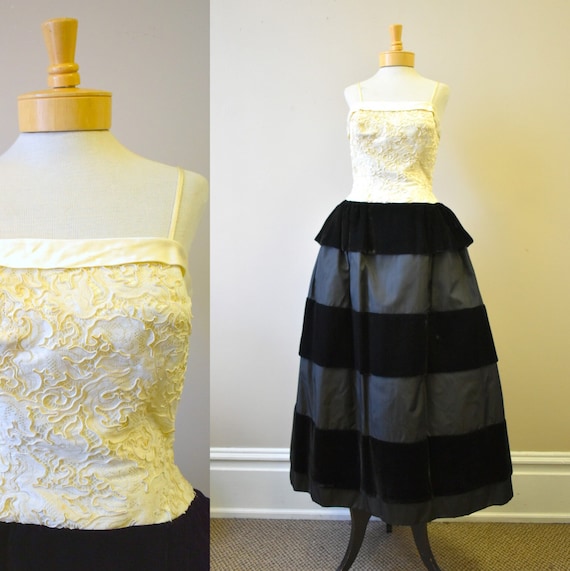 1960s Black and White Formal Gown - image 1