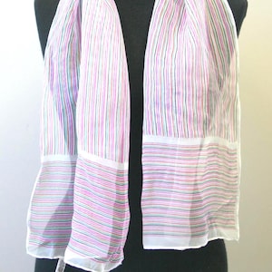 1960s Micro Striped Chiffon Scarf