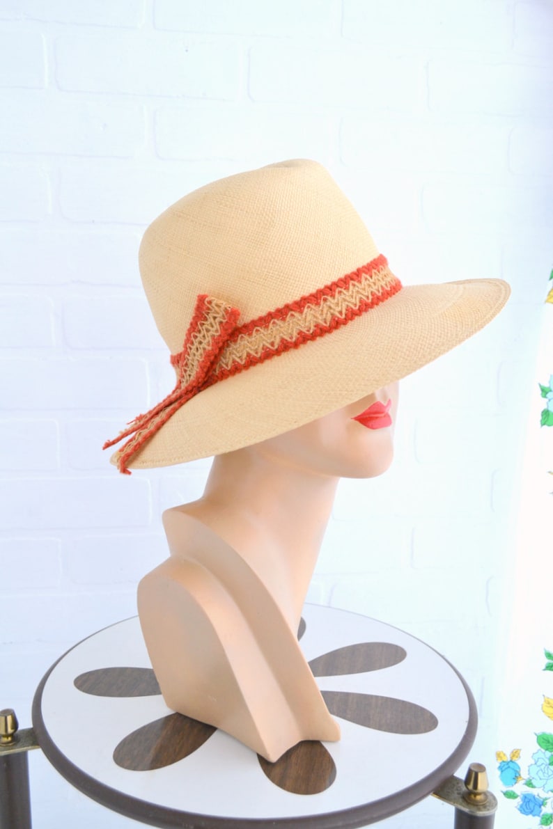 1960s Therese Ahrens Straw Fedora Sun Hat