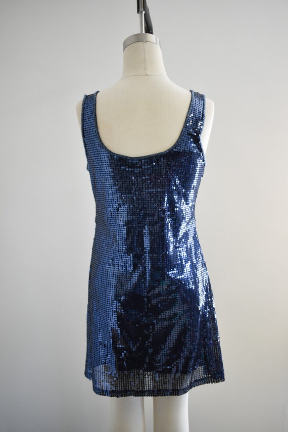 1990s Navy Sequin Mini Tank Dress - image 5