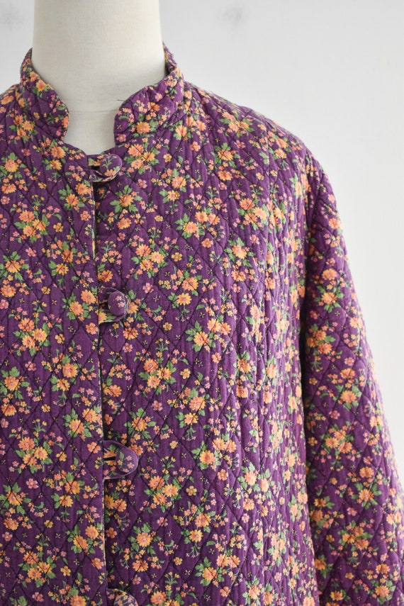 1940s Purple Quilted Cotton Robe - image 2