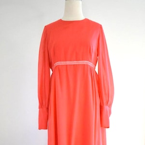 1960s Coral Red Maxi Dress