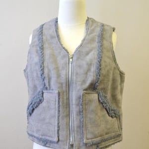 1970s Gray Faux Suede Vest