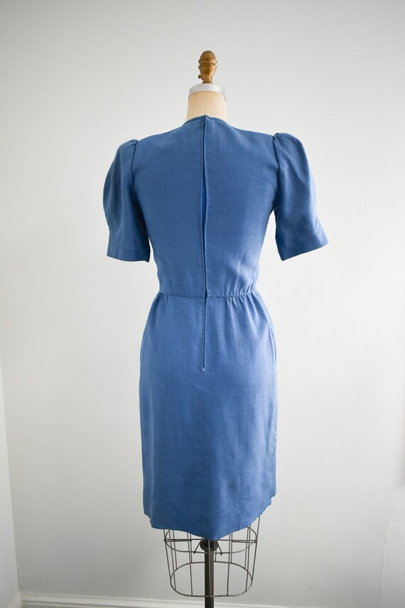 1980s Carolina Herrera Blue Linen Dress - image 5