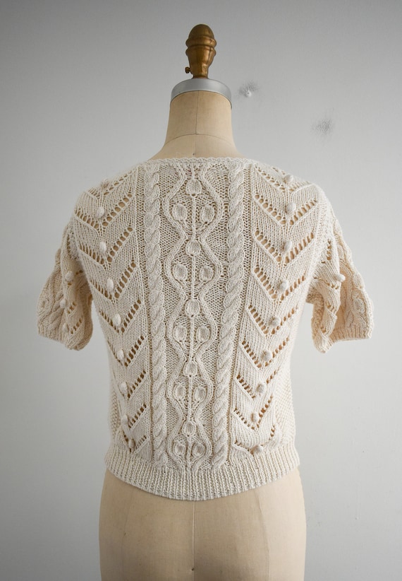 1970s Cream Open Knit Sweater - image 5