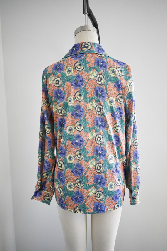 1970s Floral Knit Blouse - image 5