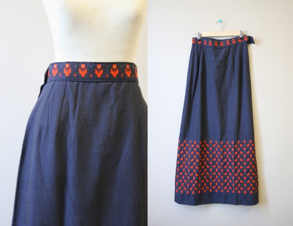1960s NOS Sombol Guatemalan Woven Cotton Maxi Skir
