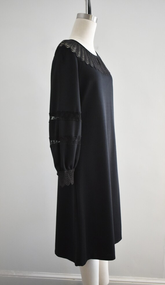 1960s Butte Knits Black Lace Neck Midi Dress - image 4