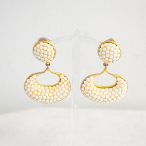 1980s Richard Kerr White Rhinestone Clip Earrings