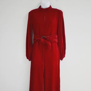 Vintage Burgundy Velvet Jumpsuit