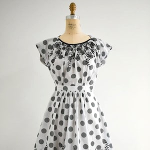 Vintage 1950s-Style Polka Dot Eyelet Dress