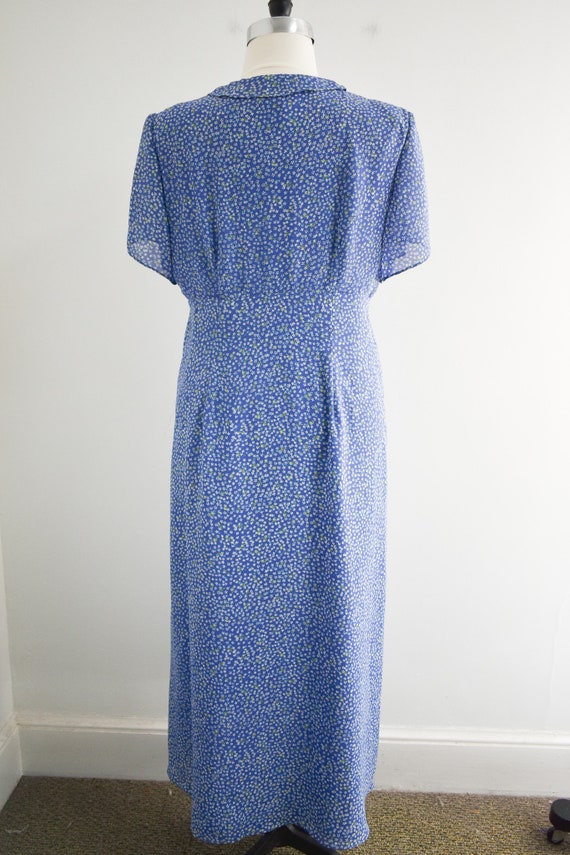 1990s Blue Floral Bias Maxi Dress - image 5