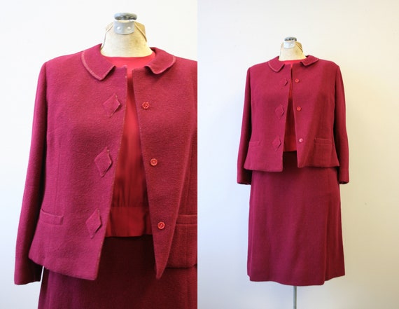 1950s/60s Tailorbrooke Claret Red Skirt Suit with