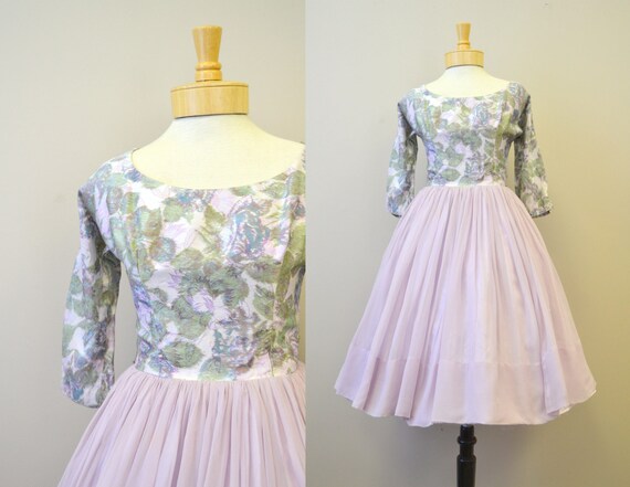 1950s Parklane Debs Lavender Floral Dress