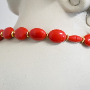 Vintage Red Plastic Graduated Bead Necklace image 6