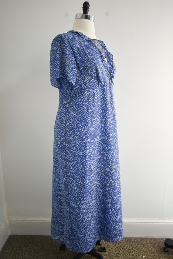 1990s Blue Floral Bias Maxi Dress - image 4