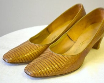 1960s Dolmode Reptile Heels, Size 8M