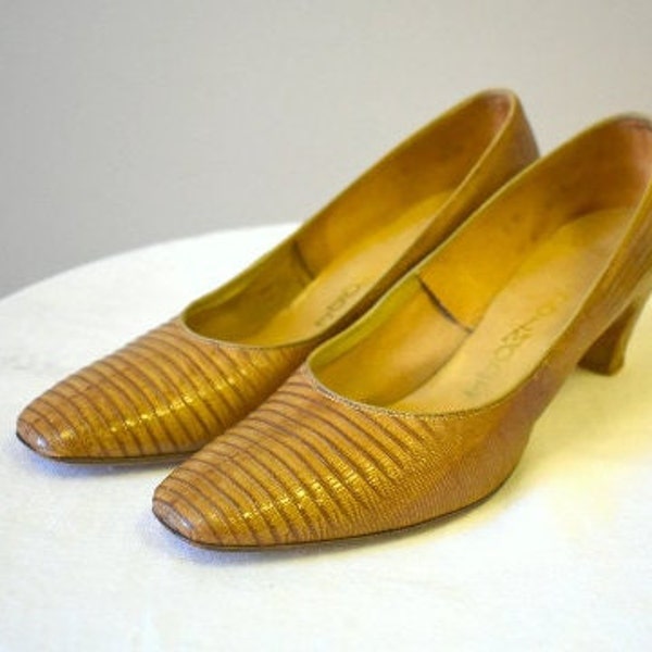 1960s Dolmode Reptile Heels, Size 8M