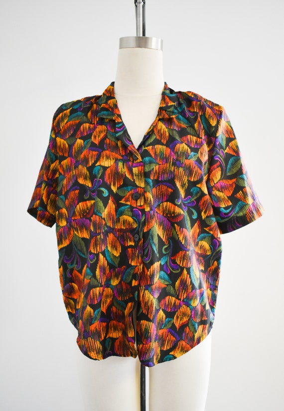 1980s Floral Print Blouse - image 2