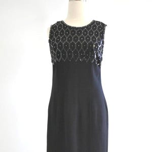 1990s Black Sequin Knit Dress