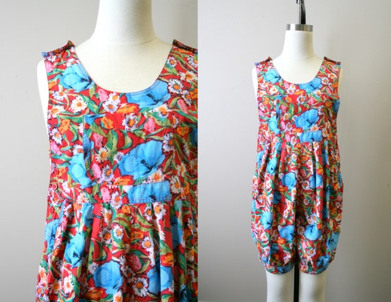1980s Floral Cotton Romper