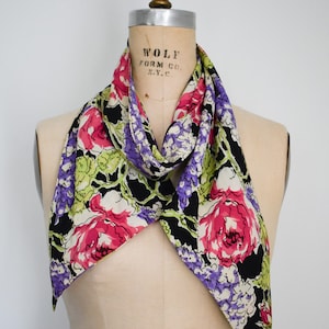 1940s Floral Rayon Sash Scarf