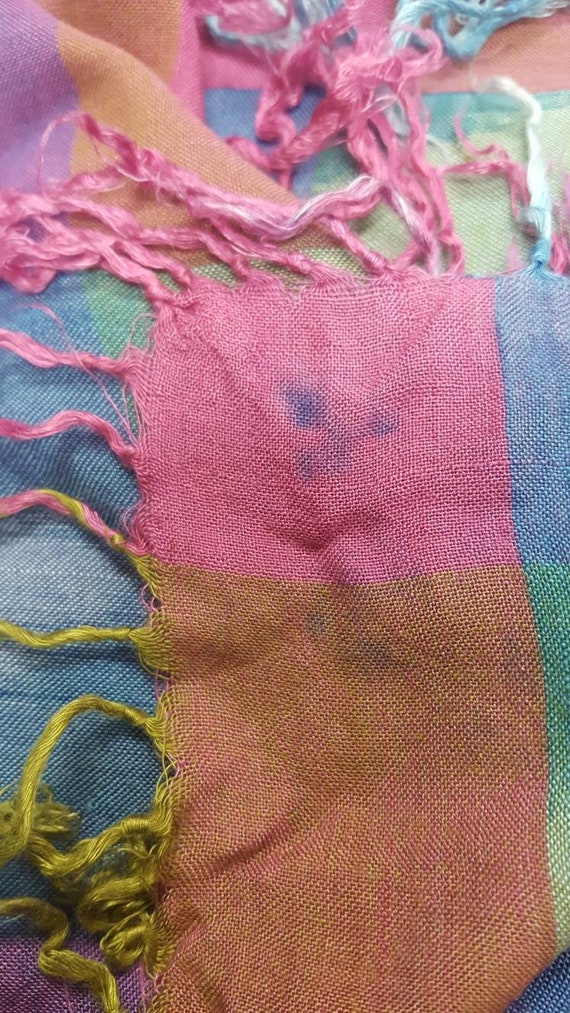 1980s Woven Ikat Cotton Scarf - image 5