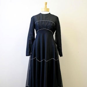 1960s Malcom Starr Black and Rhinestone Evening Gown