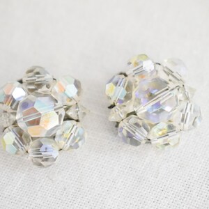 1950s/60s AB Clear Crystal Bead Cluster Clip Earrings image 3