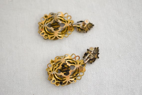 Vintage Gold Filigree Dangle Earrings - image 3
