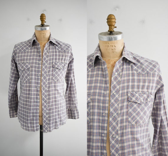 1980s Wrangler Plaid Western Shirt - image 1