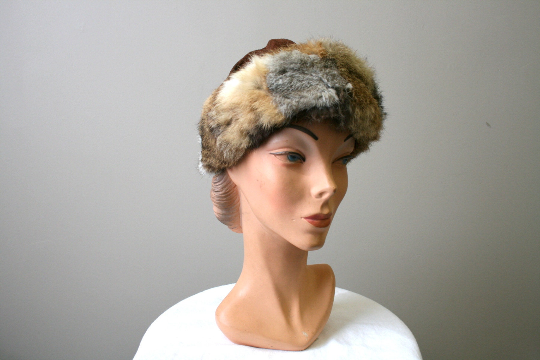 1960s Brown Suede and Fur Hat - Etsy