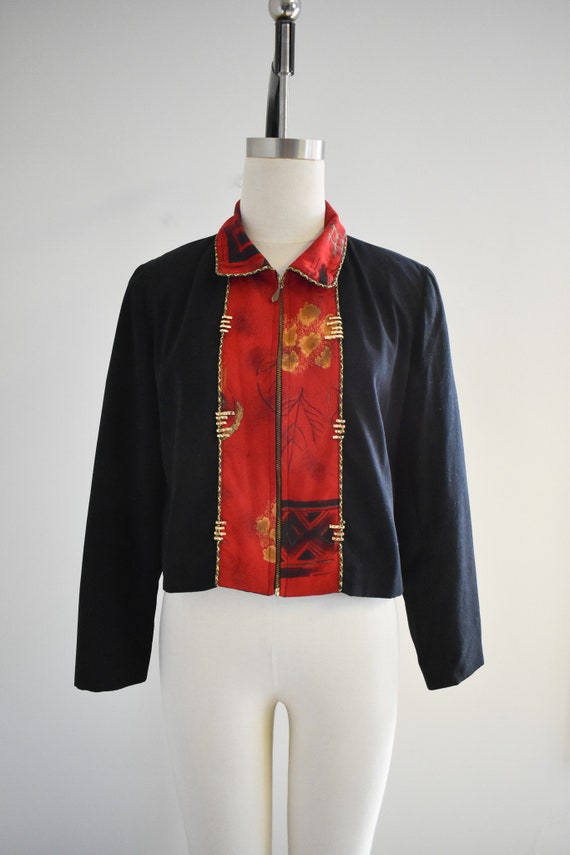 1990s Red and Black Embellished Jacket - image 2