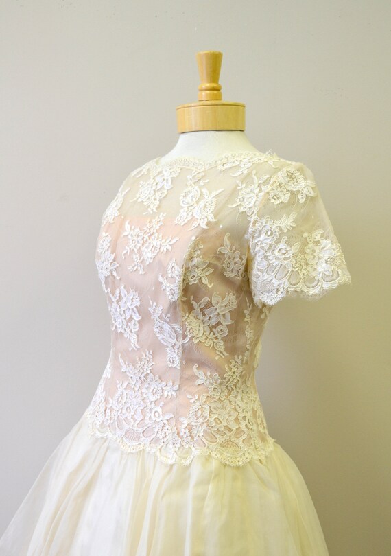 1950s Mr. Frank Cream Lace and Organdy Dress - image 4