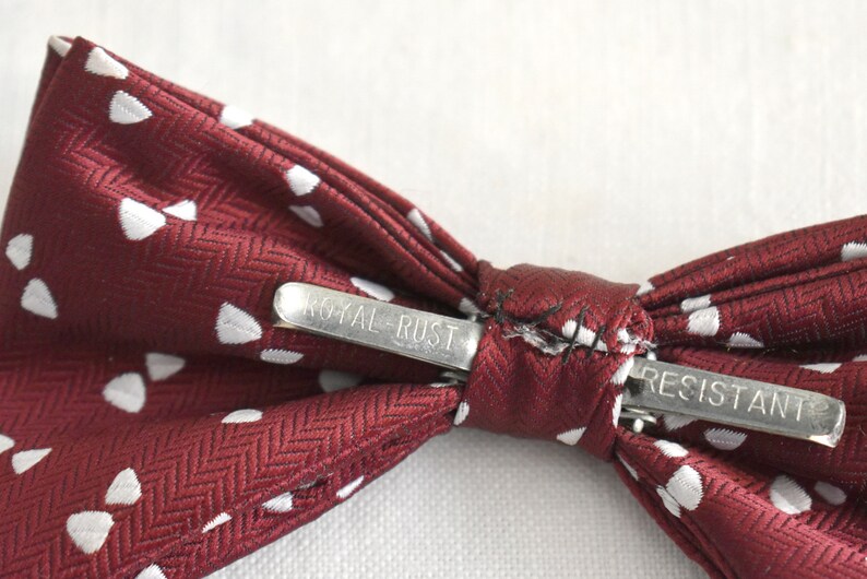 burgundy clip on bow tie