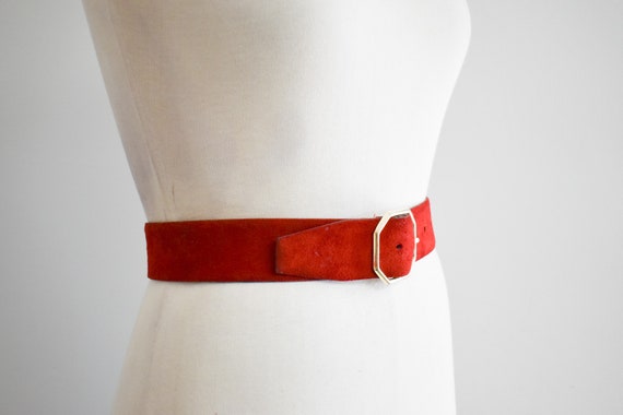 1970s Brick Red Suede Belt - image 3